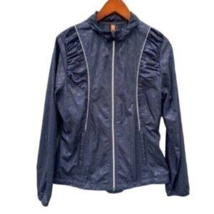 Lucy Navy Blue Paisley Windbreaker Women's Jacket